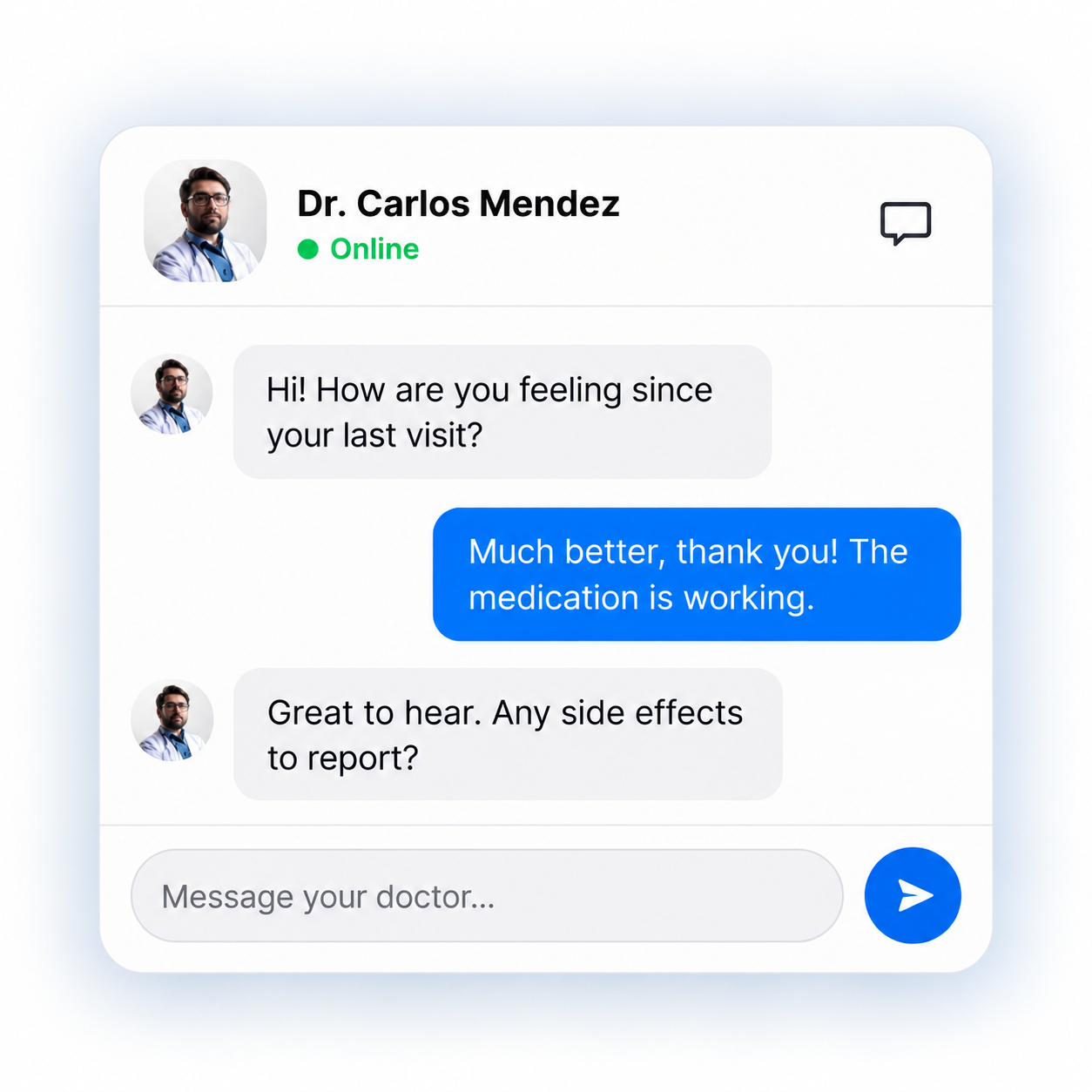 Telemedicine chat with a doctor